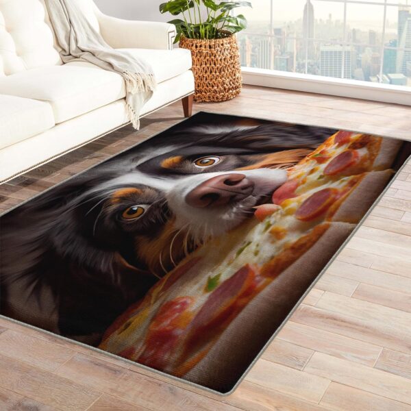 Bernese Mountain Dog With Pizza Rectangle Rug For Dog Lovers