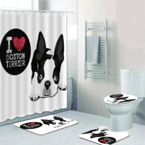 Funny Smiling Boston Terrier Dog Puppy Love Quote Bathroom Set