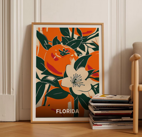 Florida Orange Blossom Botanical Travel Art Poster