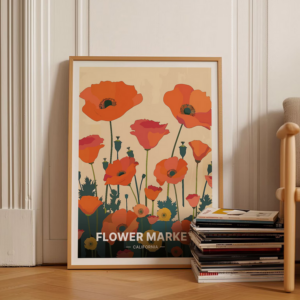 California Poppy Travel Floral Botanical Print Poster