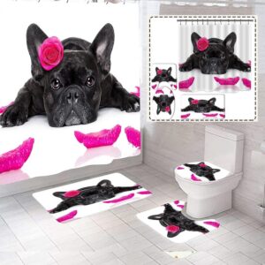 Cute Dog Lying Roses Bathroom Set