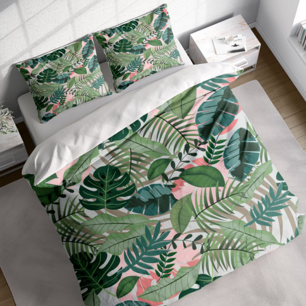 Tropical Leaves Duvet Cover Set with Pillowcases Bedding Set