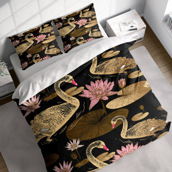 Night Lotus Pond White Goose Duvet Cover Set