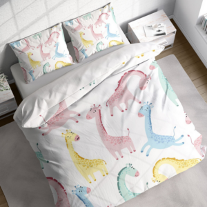 Watercolor Cute Giraffe Duvet Cover Set with Pillowcases Bedding Set