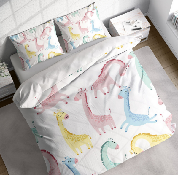 Watercolor Cute Giraffe Duvet Cover Set with Pillowcases Bedding Set