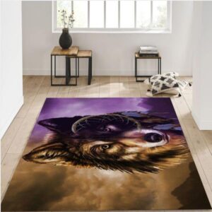 Wolf Dreamcatcher Rectangle Rug For Dog Lovers